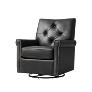 Smelda Genuine Leather Swivel Rocker Chair - Black