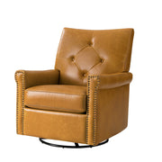 Smelda Genuine Leather Swivel Rocker Chair - Camel