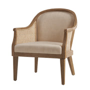 Xaver Farmhouse Rattan Solid Wood Armchair - Linen