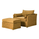 Roberta Slipcovered Armchair with Ottoman - Gold / 45.75