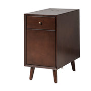 Mitch End Table with Storage and Built-In Outlets - Walnut