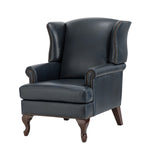 Baptist Genuine Leather Armchair - Navy