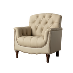 Elijah Genuine  Leather Armchair - Beige