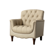 Elijah Genuine  Leather Armchair - Beige