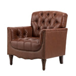 Elijah Genuine  Leather Armchair - Brown