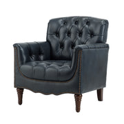 Elijah Genuine  Leather Armchair - Navy