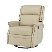 Louise Genuine Leather Swivel Rocker Recliner - Beige / 29.6