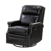 Louise Genuine Leather Swivel Rocker Recliner - Black / 29.6