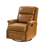 Louise Genuine Leather Swivel Rocker Recliner - Camel / 29.6