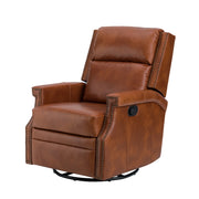 Louise Genuine Leather Swivel Rocker Recliner - Saddle / 29.6