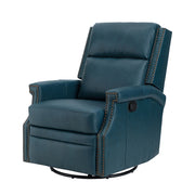 Louise Genuine Leather Swivel Rocker Recliner - Turquoise / 29.6