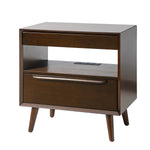 Valentin 2-Drawer Nightstand with  Built-In Outlets - Walnut