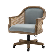 Xaver Task Chair with Rattan Arms - Blue