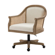 Xaver Task Chair with Rattan Arms - Ivory