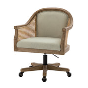 Xaver Task Chair with Rattan Arms - Linen