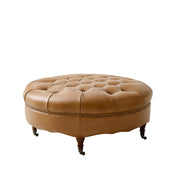 Idalia Genuine Leather Ottoman - Camel