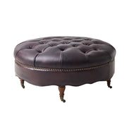 Idalia Genuine Leather Ottoman - Espresso