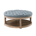 Deoius Tufted Round Cocktail Ottoman with Storage - Blue