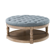 Deoius Tufted Round Cocktail Ottoman with Storage - Blue