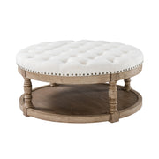 Deoius Tufted Round Cocktail Ottoman with Storage - Ivory