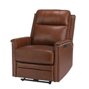 Heinrich Genuine Leather Power Recliner - Brown