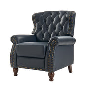 Abraham Genuine Leather Recliner - Navy