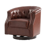 Veitin Chesterfield Rocker and Swivel Genuine Leather Chair - Brown