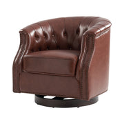 Veitin Chesterfield Rocker and Swivel Genuine Leather Chair - Brown