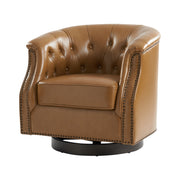 Veitin Chesterfield Rocker and Swivel Genuine Leather Chair - Camel