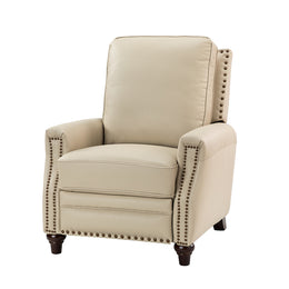 Amil Genuine Leather Recliner - Beige