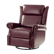 Albert Genuine Leather Manual Swivel Glider Recliner - Burgundy