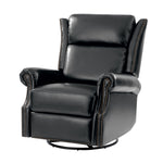 Albert Genuine Leather Manual Swivel Glider Recliner - Black