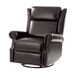 Albert Genuine Leather Manual Swivel Glider Recliner - Espresso
