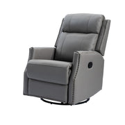 Caria Genuine Leather Manual Swivel Recliner - Dove