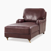 Elysia Genuine Leather Chaise Lounge - Burgundy
