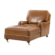 Elysia Genuine Leather Chaise Lounge - Cognac