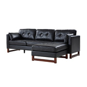 Amando Genuine Leather Reversible Sectional - Black