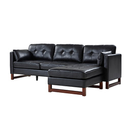 Amando Genuine Leather Reversible Sectional - Black