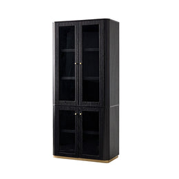 Nina Bookcase Cabinet-Black - Black