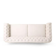 Tiffani Retro-Style 79-Inch Wide Beige Sofa 