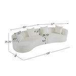 Rayven Modern 5-Seater Sectional Sofa in Beige Bouclé Fabric with Pillows 