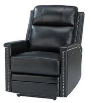 Heinrich Genuine Leather Power Recliner - Black