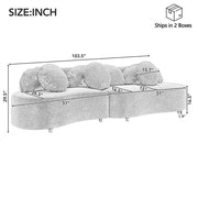 Anneliese 103.5-Inch Wide Modern Curved Armless Sofa in Orange Lamb Velvet
