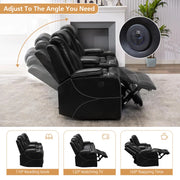 Griffin Leather Power Recliner Loveseat Couch with Bass Speakers and LED Lights