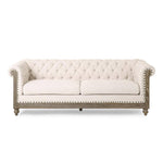 Tiffani Retro-Style 79-Inch Wide Beige Sofa 