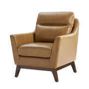 Mid-Century Mordern Genuine Leather Armchair - Camel