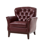 Nicole Traditional Genuine Leather Chair - Burgundy