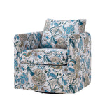Armando Slipcovered Swivel Chair - Blue