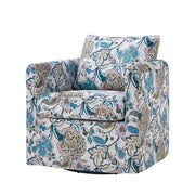 Armando Slipcovered Swivel Chair - Blue