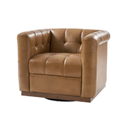 Arnold Genuine Leather Swivel Club Chair - Camel